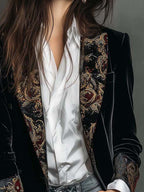 Léontine | Blazer Ajusté Imprimé Baroque Noir