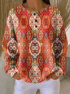 Miriam | Printed Ornate Pull Henley