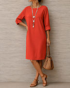 Sabine | Robe Midi Fluide Effet Ventre Plat