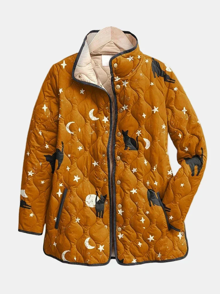 Venlora Mode| Veste Matelassée Nicole avec Motif Chats et Étoiles