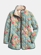 Venlora Mode | Mathilde Celadon Quilted Jacket with Roses