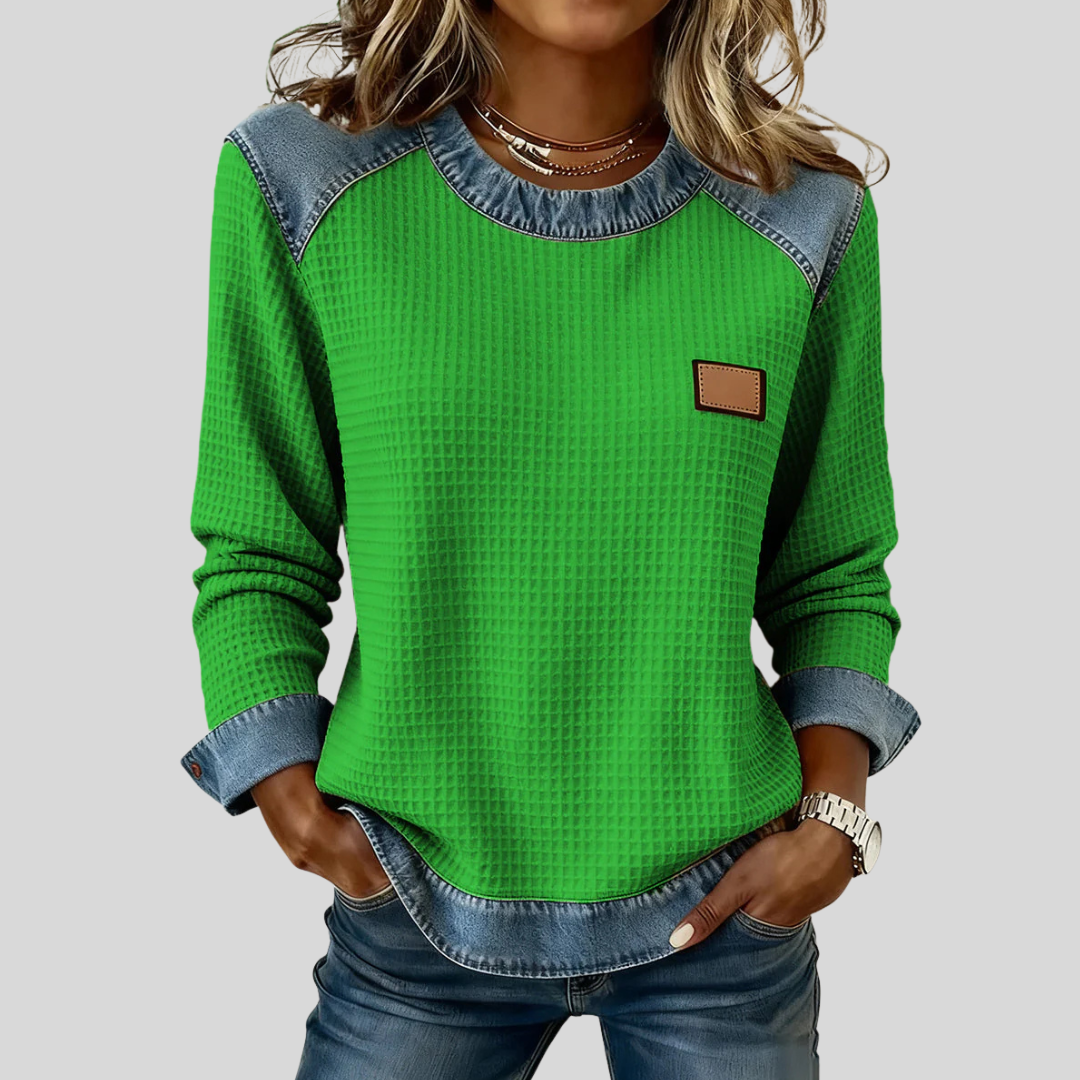 Delancine™ | Sweatshirt en Waffle Design Patchwork
