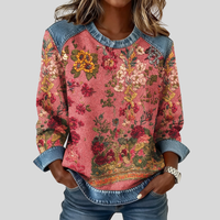 Orabelle™ | Sweatshirt à Imprimé Floral avec Accent en Denim
