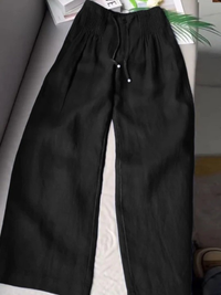 Camille | Pantalon large en coton et lin mélangés
