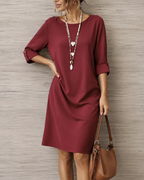 Sabine | Robe Midi Fluide Effet Ventre Plat