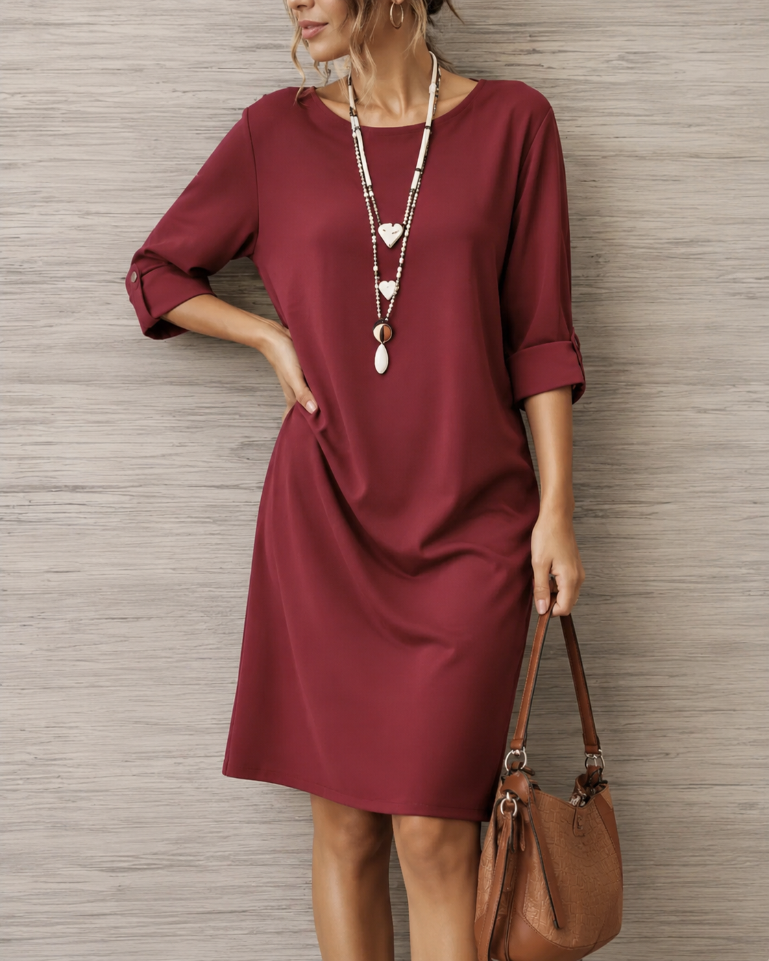 Sabine | Robe Midi Fluide Effet Ventre Plat