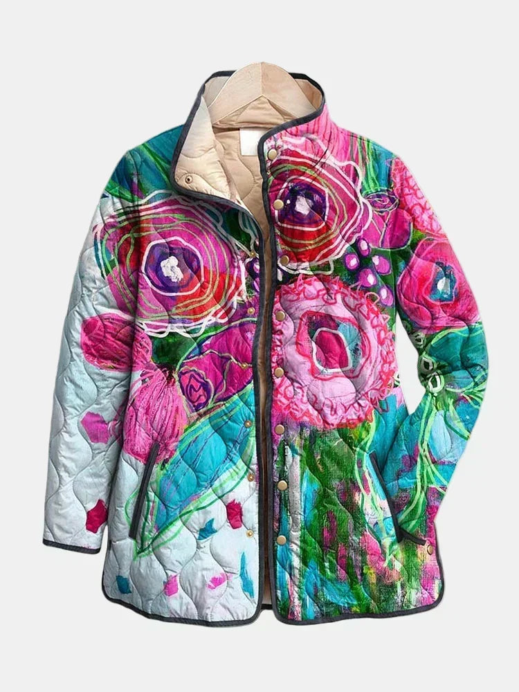 Venlora Mode | Lucie Floral Watercolor Quilted Jacket