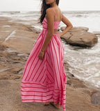 Elsie | Robe Maxi à Rayures avec Décolleté Dégagé pour Femmes