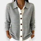 Valentine | Cardigan boutonné rayé