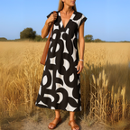Tirzah | Robe géométrique fluide à décolleté en V