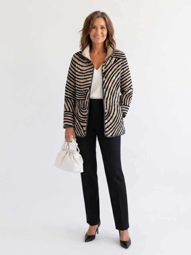 Venlora Mode| Léa Quilted Jacket with Drawn Circles