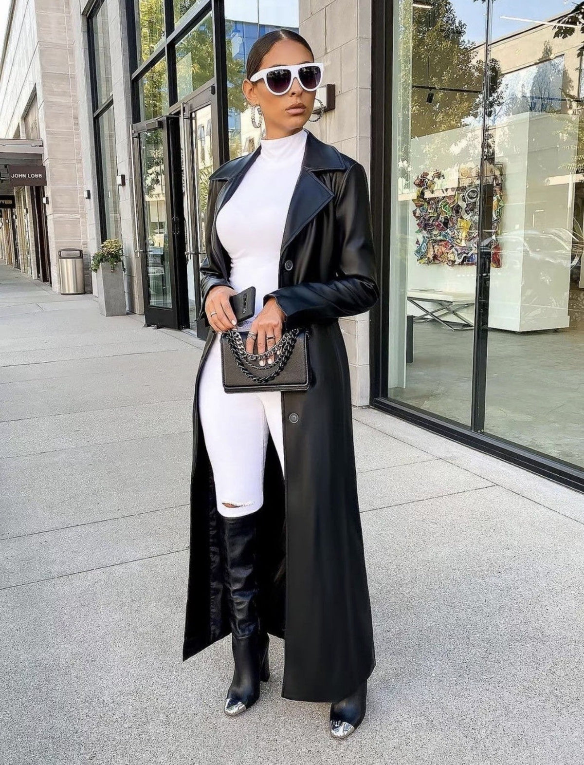 Chic Manteau d'Automne en Cuir