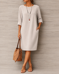 Sabine | Robe Midi Fluide Effet Ventre Plat