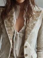 Constance | Blazer Ivoire Brodé Tailleur
