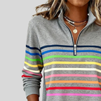 Prismette™ | Sweat-shirt à col zippé rayé coloré