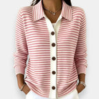 Valentine | Cardigan boutonné rayé