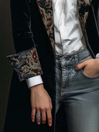 Léontine | Blazer Ajusté Imprimé Baroque Noir