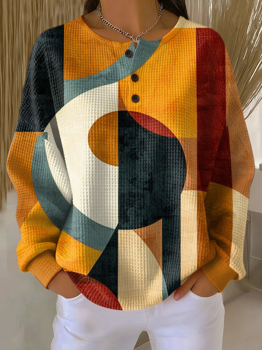 Margaret | Pull en Texture Waffle à Motif Géométrique