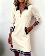 Venlora Mode | Robe Polo Zippée Manches Longues Sophie