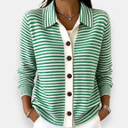 Valentine | Cardigan boutonné rayé