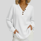 Suzanne | Pull Henley en Tricot Waffle Décontracté