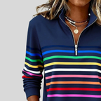 Prismette™ | Sweat-shirt à col zippé rayé coloré