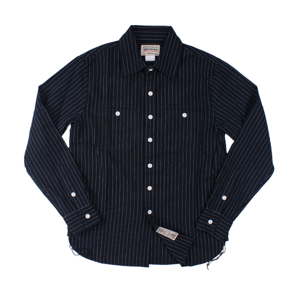 Chemise à rayures verticales pour homme - Manches longues, style décontracté, idéale pour le travail