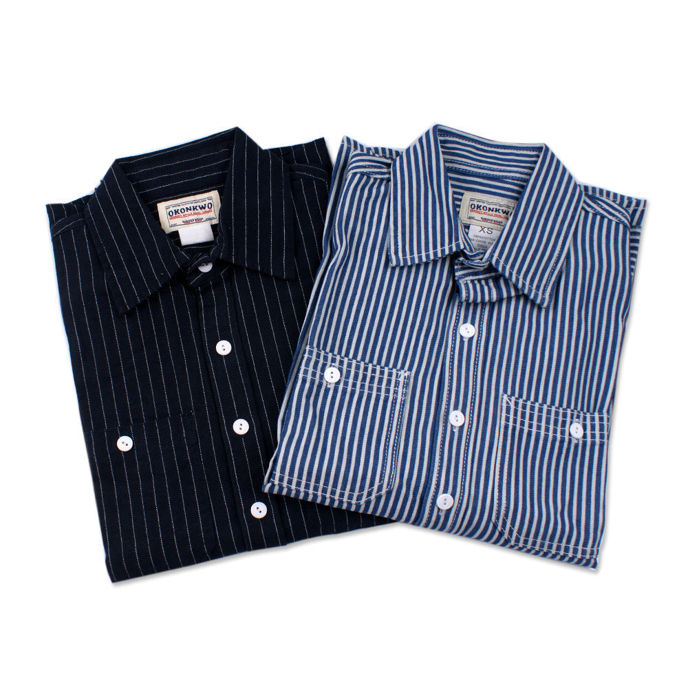 Chemise à rayures verticales pour homme - Manches longues, style décontracté, idéale pour le travail