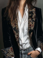 Léontine | Blazer Ajusté Imprimé Baroque Noir