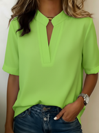 Margaux | Blouse Chic à Col en V et Détail Doré