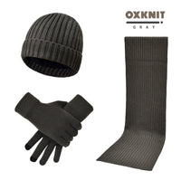 Ensemble de 3 Pièces : Bonnet, Écharpe et Gants en Laine Unie
