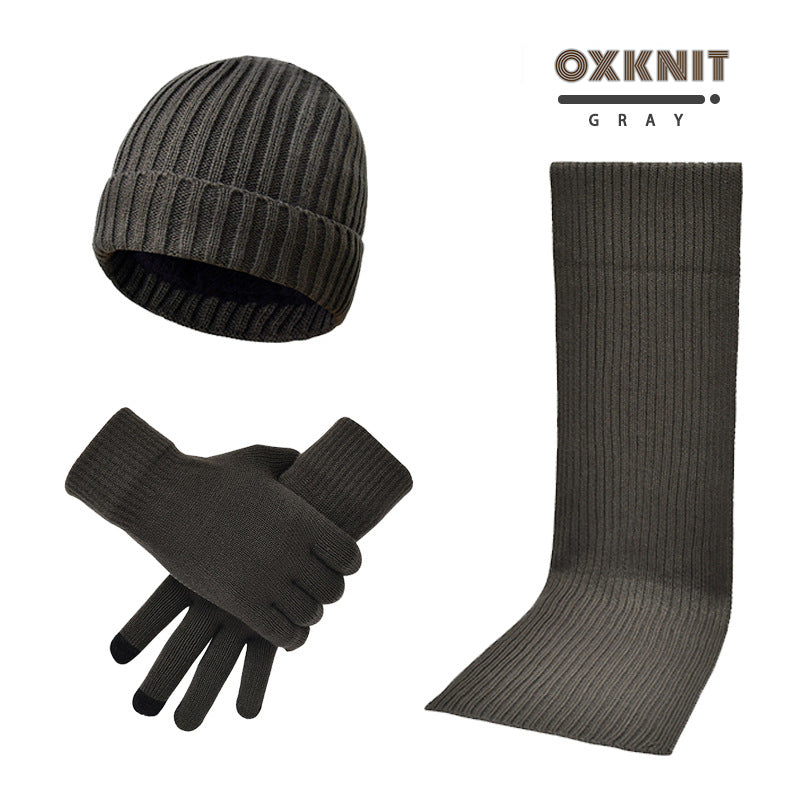 Ensemble de 3 Pièces : Bonnet, Écharpe et Gants en Laine Unie