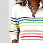 Prismette™ | Sweat-shirt à col zippé rayé coloré
