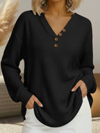 Suzanne | Pull Henley en Tricot Waffle Décontracté