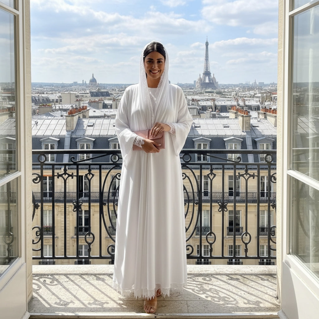 Elegant White Abaya