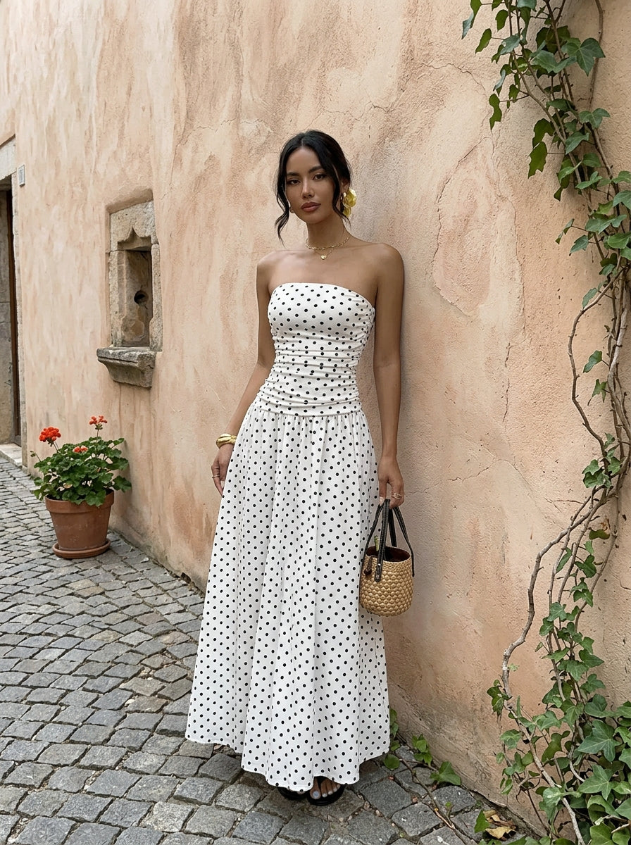 Maxi Robe d'Été à Pois