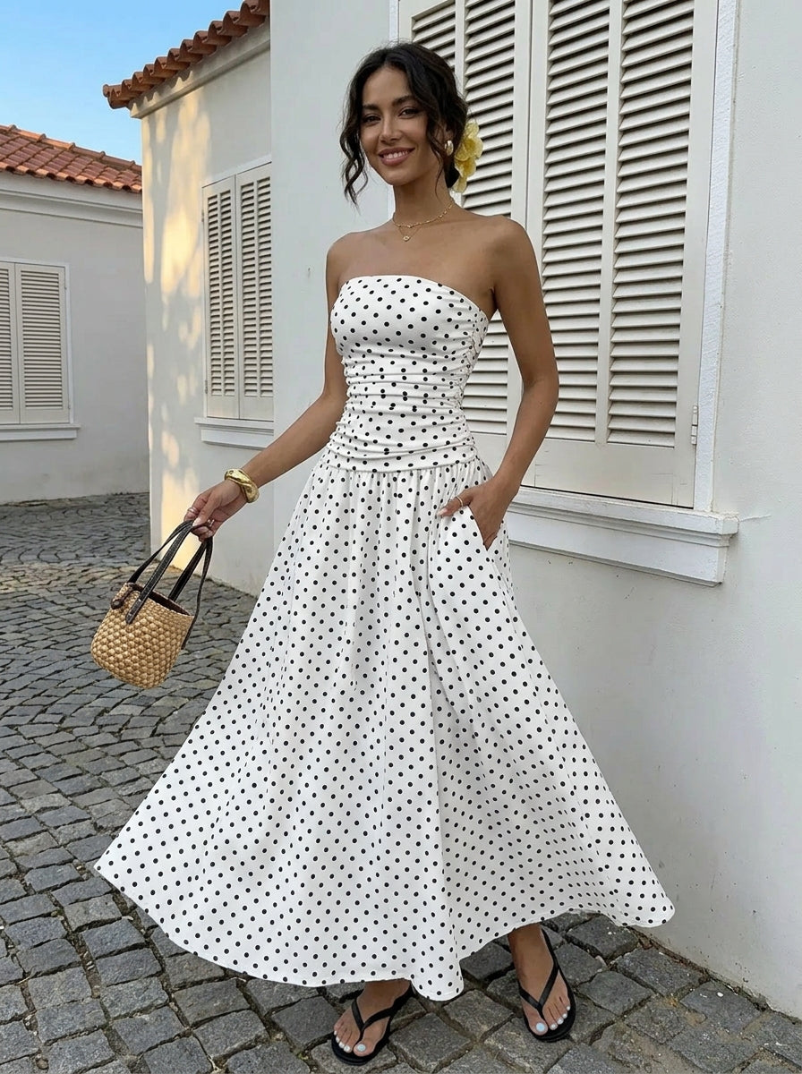 Maxi Robe d'Été à Pois