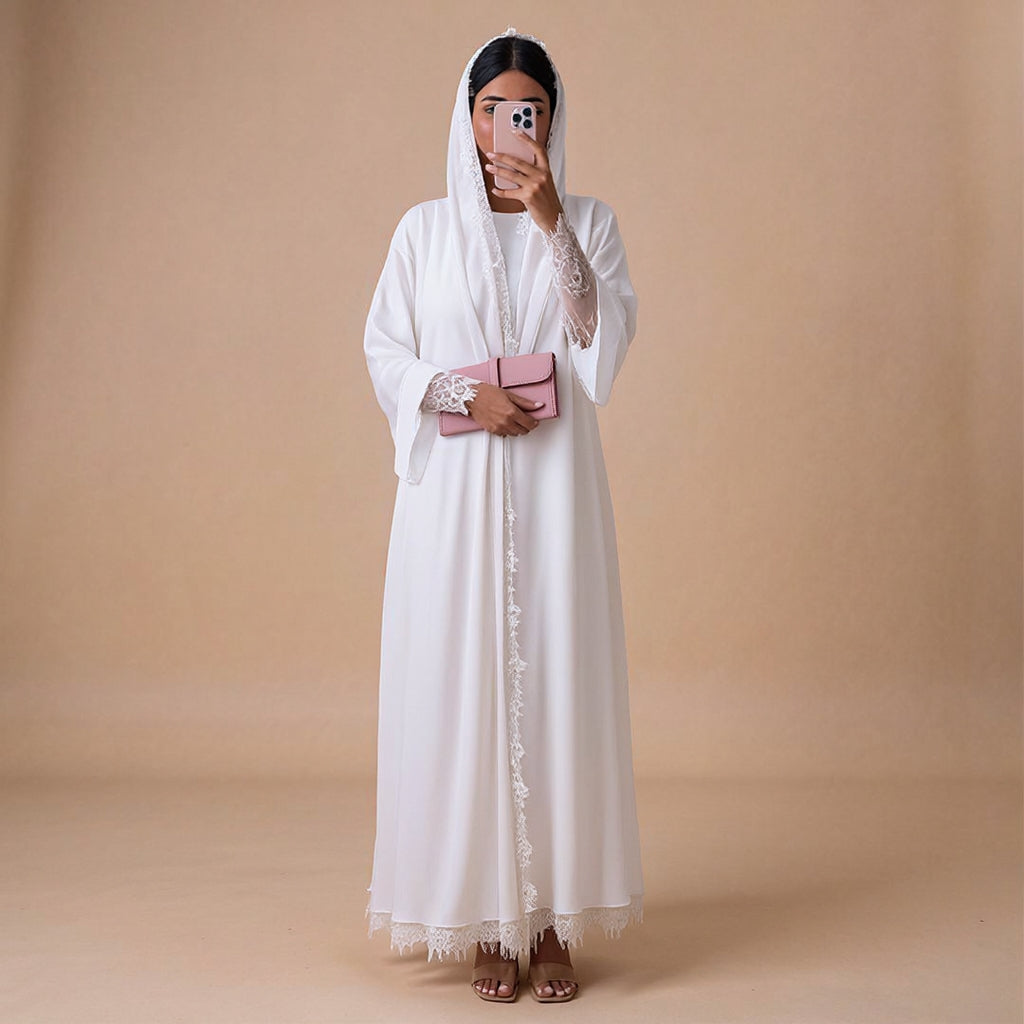 Elegant White Abaya