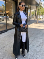 Chic Manteau d'Automne en Cuir