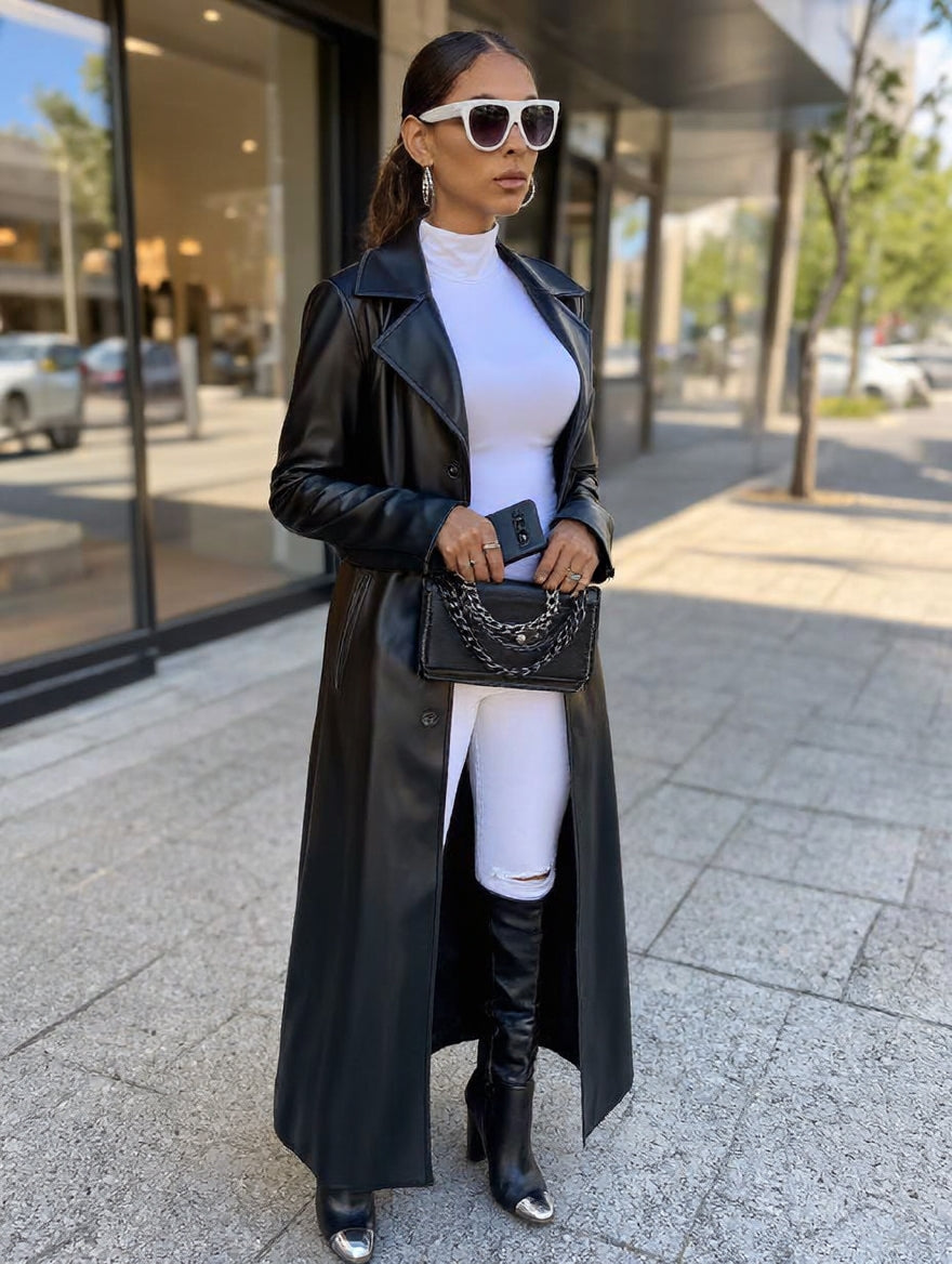 Chic Manteau d'Automne en Cuir