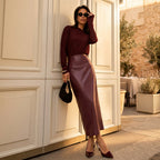 JUPE LONGUE EN CUIR