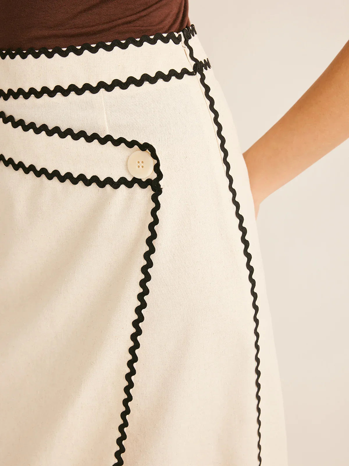 Waves Trim Midi Skirt