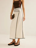 Waves Trim Midi Skirt