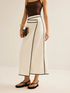 Waves Trim Midi Skirt