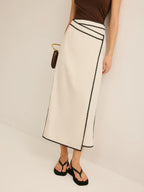 Waves Trim Midi Skirt