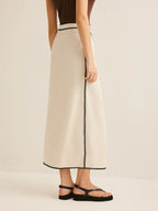 Waves Trim Midi Skirt