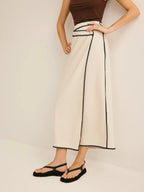 Waves Trim Midi Skirt