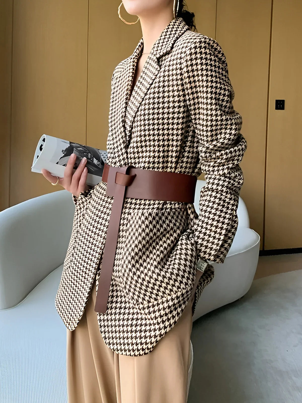 Chic Blazer avec Ceinture