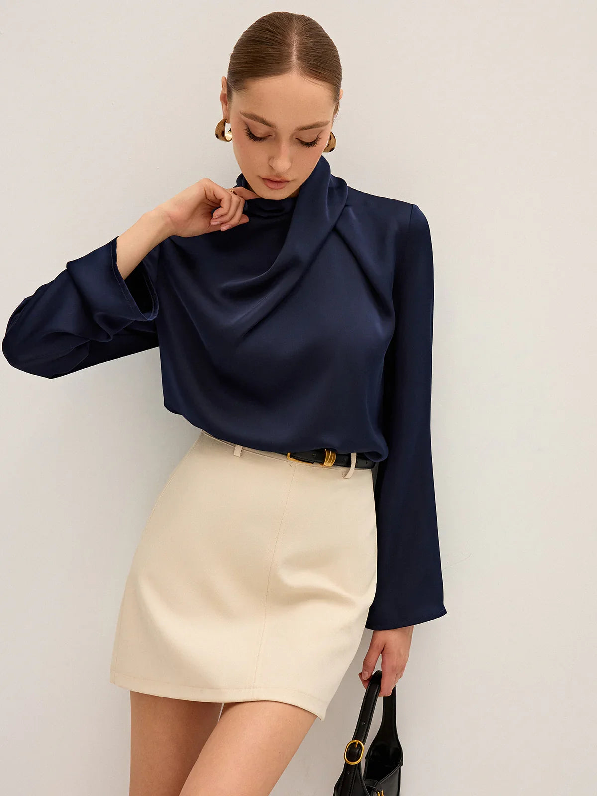 Draped Satin Blouse