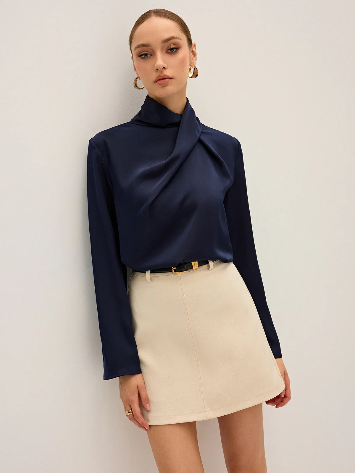 Draped Satin Blouse